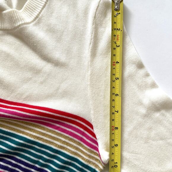 Spiritual Gangster Size S Women's Nikki Rainbow-Striped Sweater Ivory Cropped - Picture 8 of 10